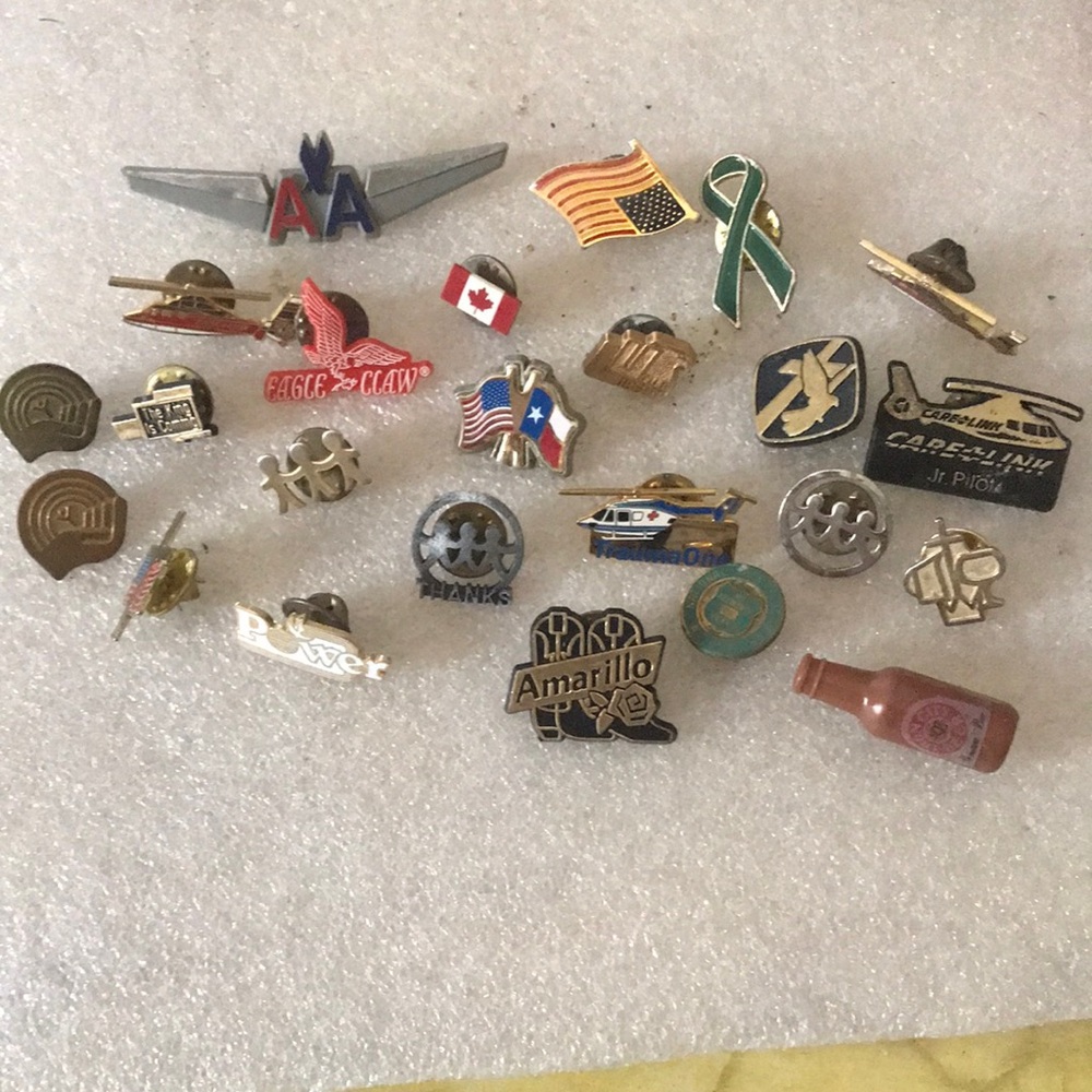 Assorted Enamel Lapel Pin Lot - Multicolor Vintage Airline & Travel Pins lot 24